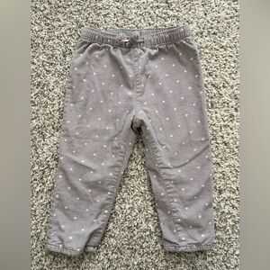 H&M Toddler Girl Gray Corduroy Pants with Pink Hearts